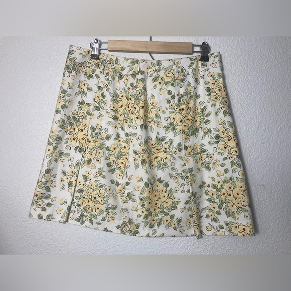 LOFT yellow floral mini pleated skirt size 10 - Picture 1 of 7